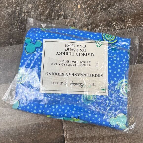 The Disney Catalog Mickey Mouse Mediterranean Bedding Standard Sham Blue Green N - Picture 1 of 8